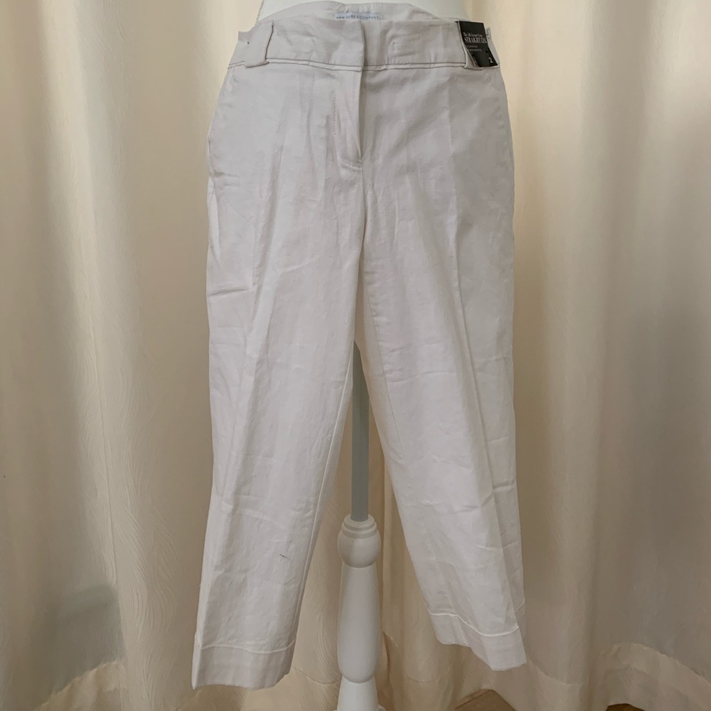 NWT New York & Company White Linen Crop Pants